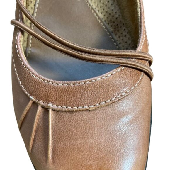 Natural Sole Flat Mary Janes Saddle Tan Comfortable Office Womens Size 7.5 - Picture 4 of 8